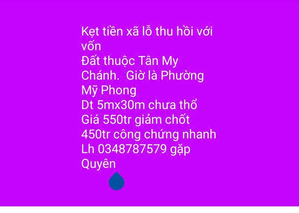 Đất nền Tân My Chánh Mỹ Tho 150m² giá 450 triệu - Cơ hội đầu tư hấp dẫn!