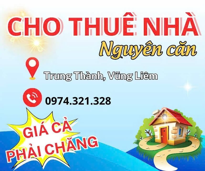 Nhà nguyên căn cho thuê tại xã Trung Thành, huyện Vũng Liêm, Vĩnh Long - Mặt tiền quốc lộ 53, chỉ 2.5 triệu/tháng!