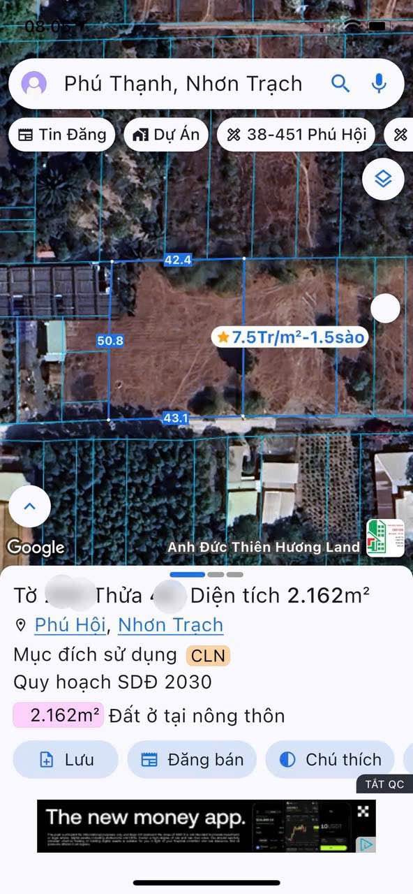 Đất nền Phú Hội Nhơn Trạch 2162m² giá 12 triệu/m² - Cơ hội đầu tư sinh lời cao!