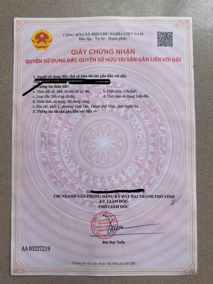 Đất Vĩnh Tân, TP Vinh 110m² giá 2.53 tỷ - Hướng Tây Bắc, giá tốt cho đầu tư!