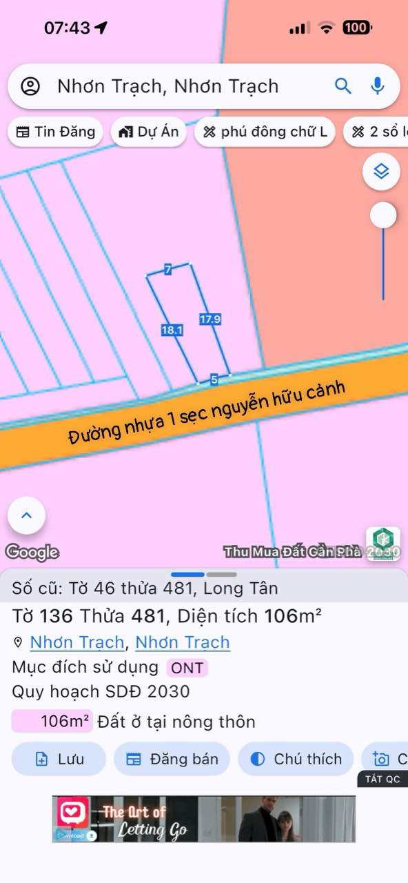 Đất nền Nhơn Trạch 106m² giá 1.65 tỷ - Đầu tư sinh lời nhanh chóng!
