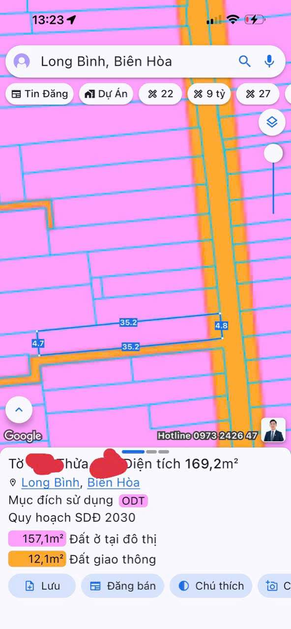Bán đất 2 mặt tiền phường Long Bình 170m² giá 3 tỷ - Tặng nhà cấp 4 và 5 phòng trọ!