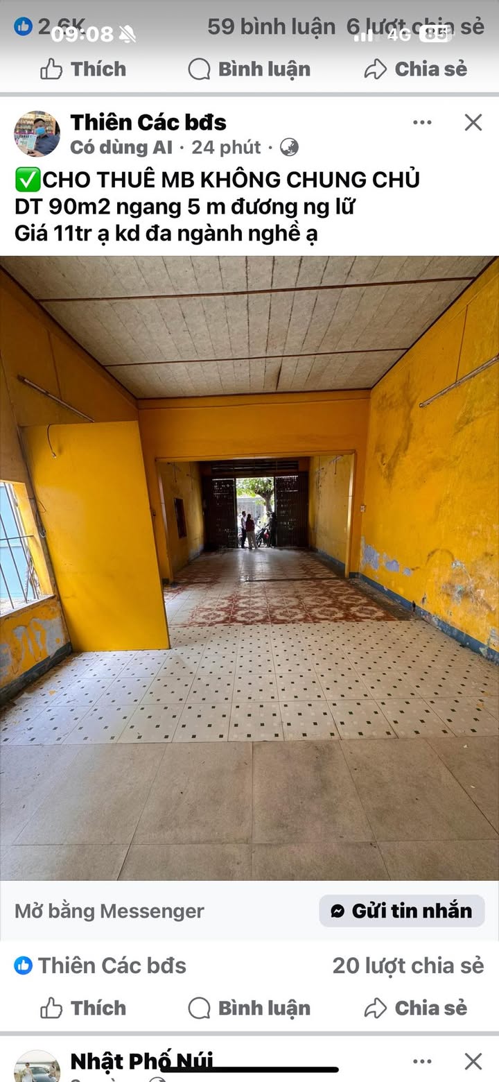 Mặt tiền Nguyễn Lữ, Quy Nhơn 90m² giá 11 triệu - Vị trí kinh doanh đắc địa!