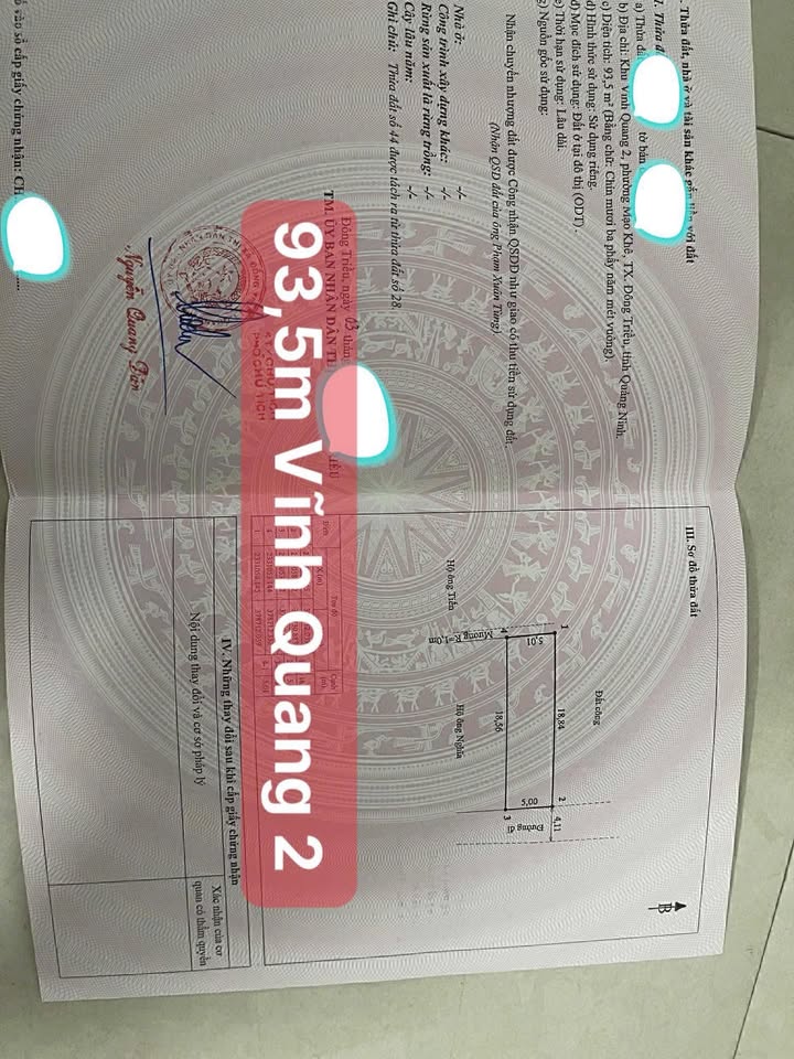 Đất nền Vĩnh Quang 2 - Mạo Khê 93,5m² giá chỉ 7xx triệu - Phù hợp ở lâu dài!