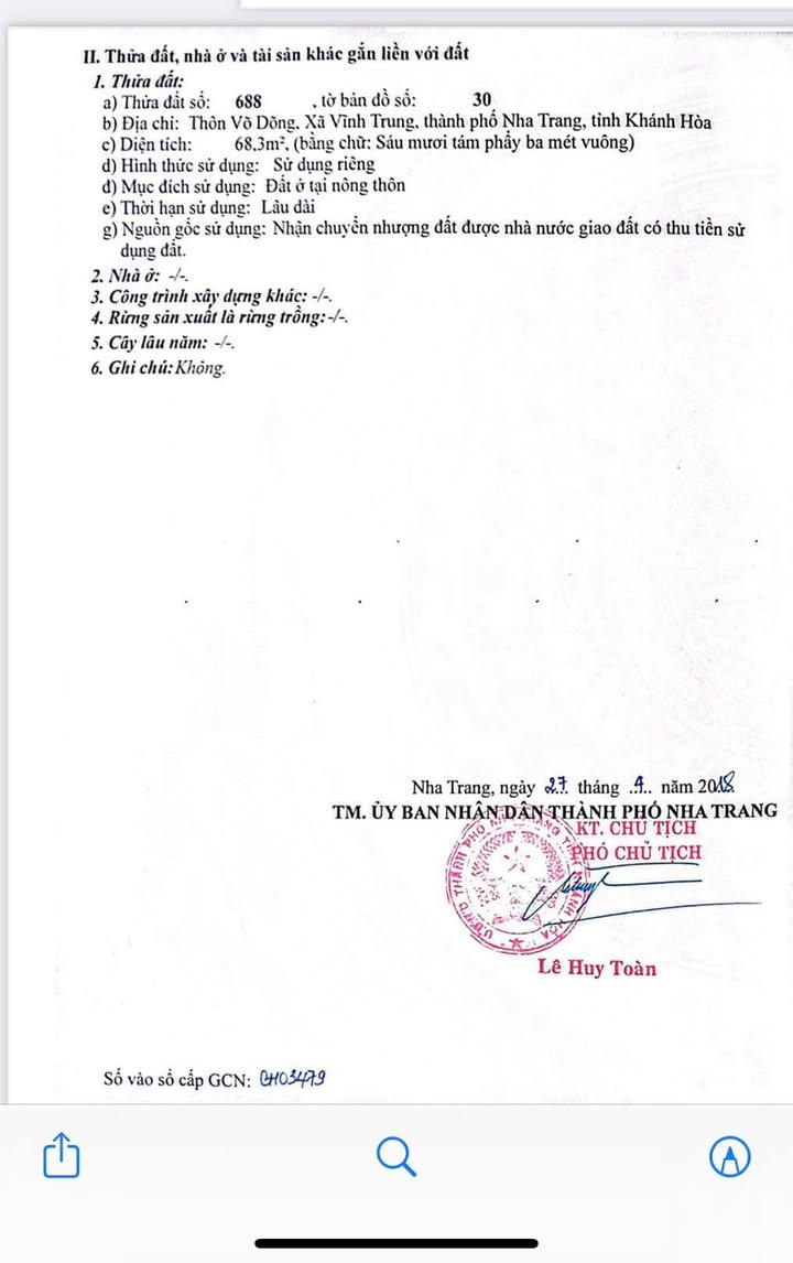 Đất thổ cư Vĩnh Trung Nha Trang 68m² giá 1.5 tỷ - Thích hợp xây nhà ở!