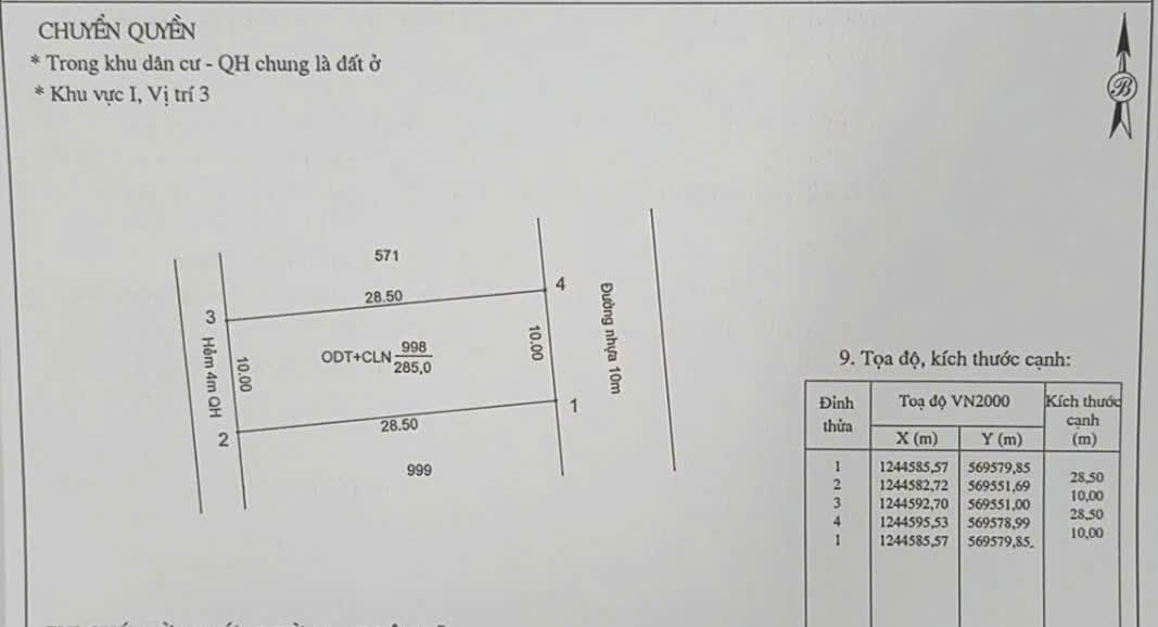 Đất Hẻm 38 Trần Phú Hòa Thành 285m² giá 4.425 tỷ - Đầu tư sinh lời ngay!