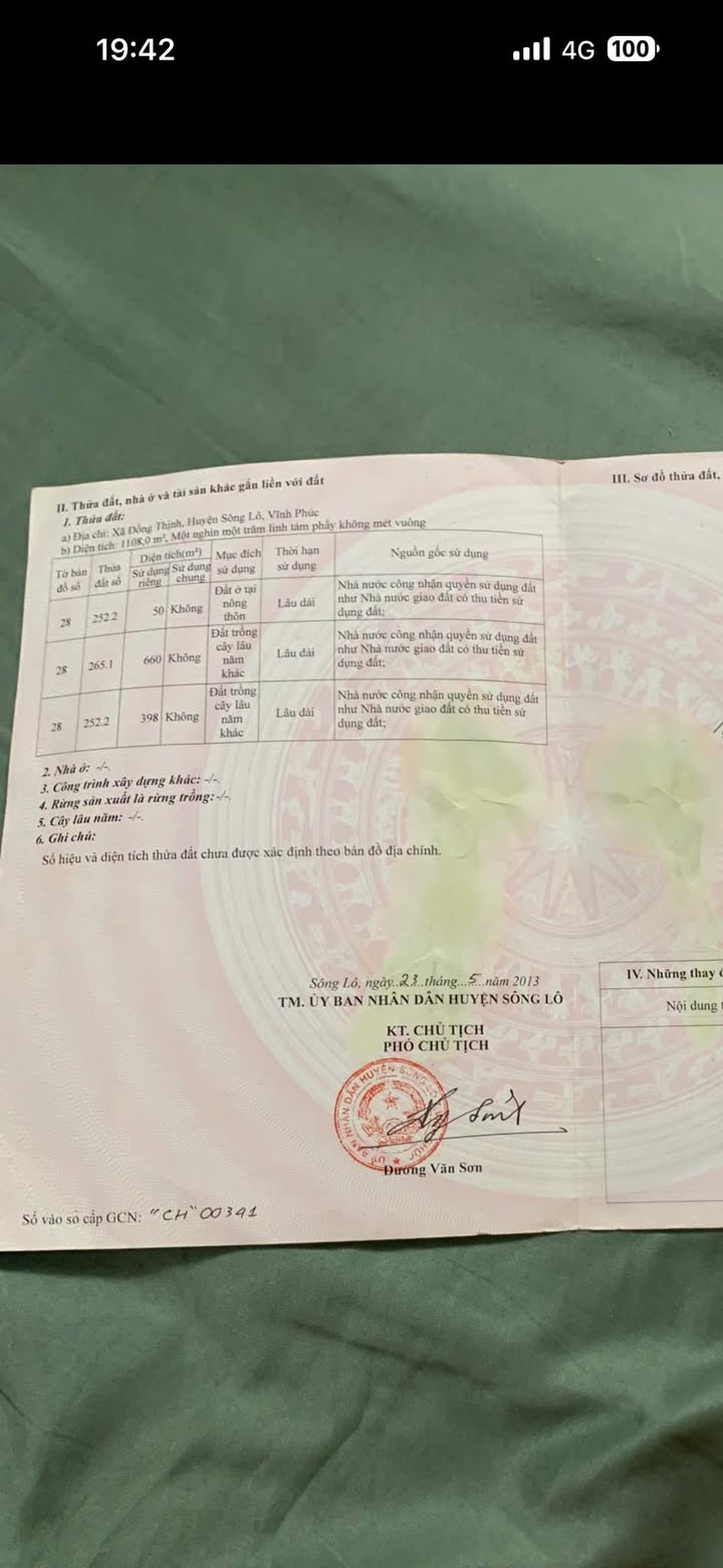 Đất nền Đồng Thịnh Sông Lô 1108m² - Giá thương lượng hấp dẫn!