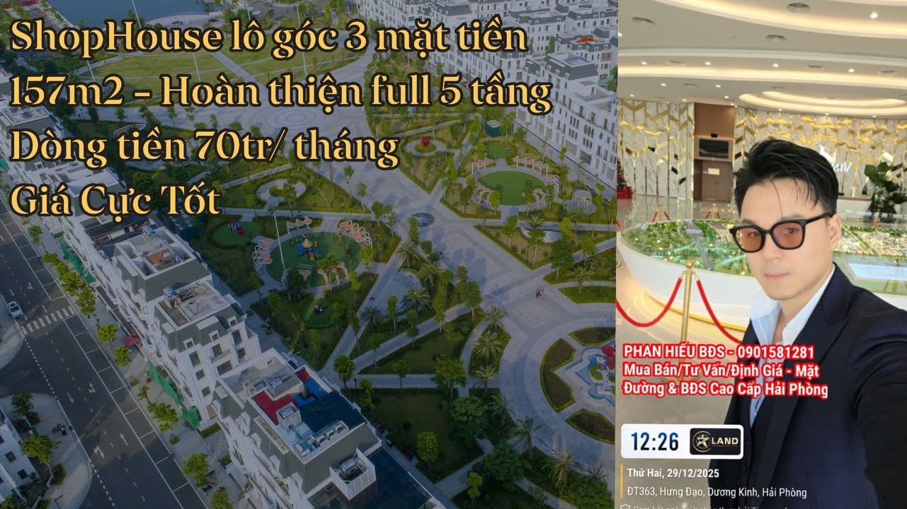 Shophouse Vinhomes Imperia Hải Phòng 157m² giá 37.5 tỷ - Độc bản 3 mặt tiền