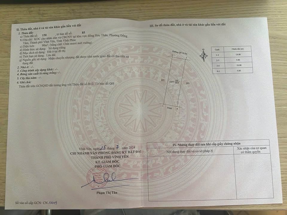 Đất nền tại TP Vĩnh Yên 90m² giá 2.9 tỷ - Vị trí gần trường THCS Đồng Tâm!