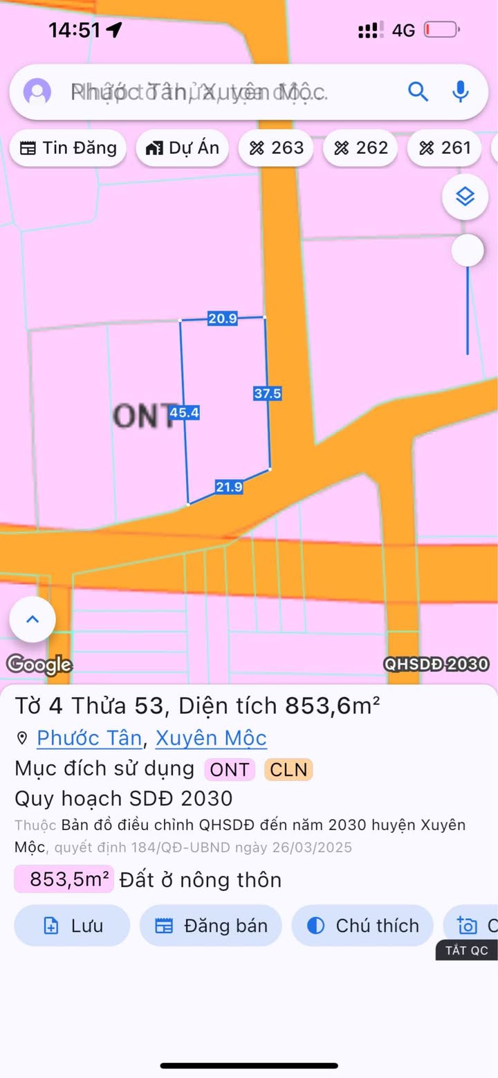 Đất Phước Tân, Xuyên Mộc 787m² giá 4.9 tỷ - Lô góc vị trí đắc địa!