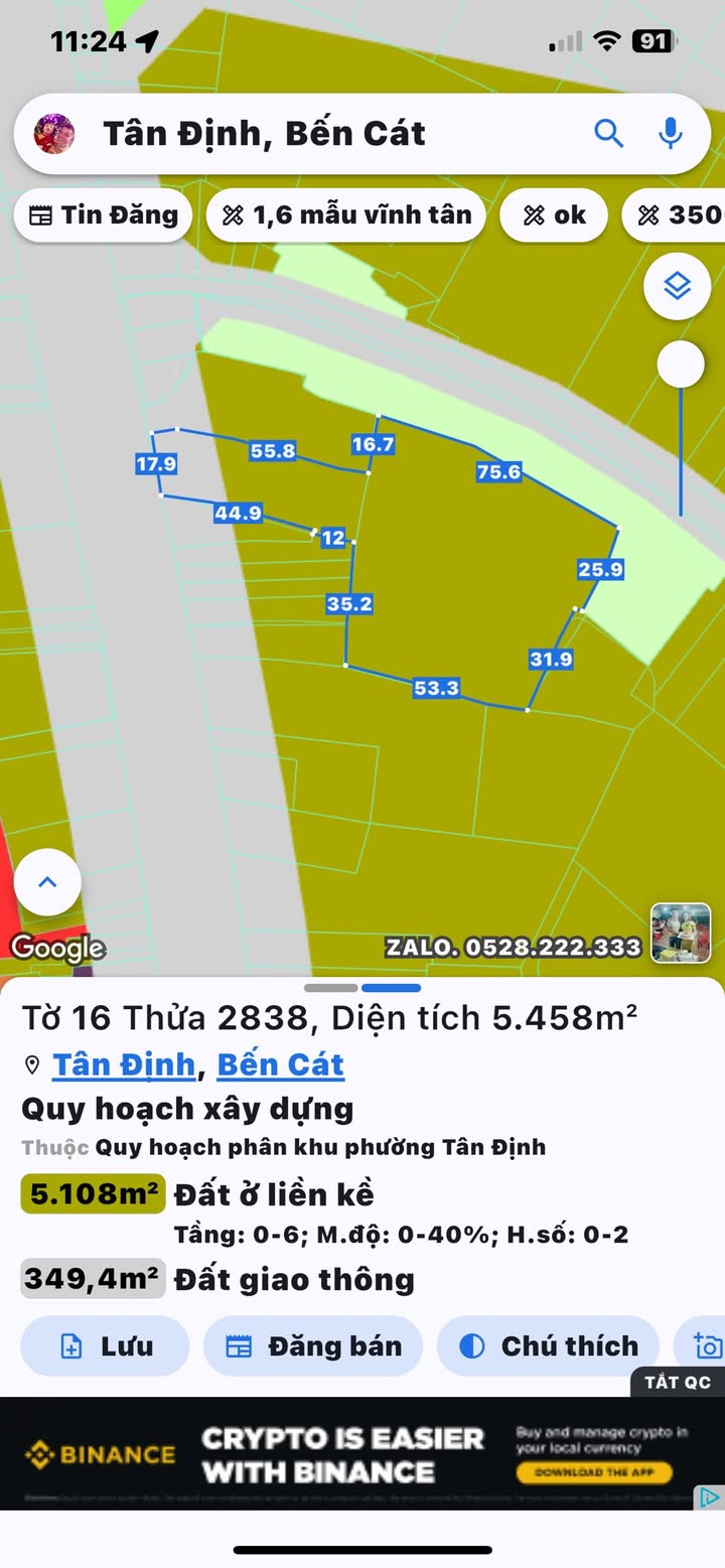 Đất SKC Tân Định 5900m² giá 40 tỷ - Mặt tiền Quốc lộ 13, chính chủ bán!