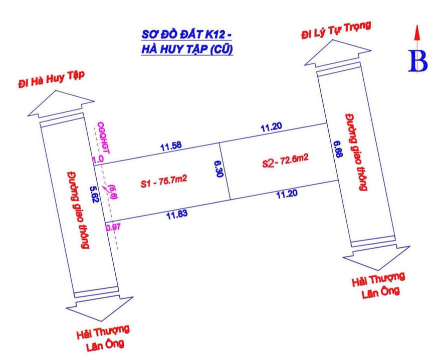 Đất nền tại Khối 12, Hà Huy Tập, Vinh 72.6m² giá 4.25 tỷ - Đường nhựa rộng rãi kết nối thuận tiện!