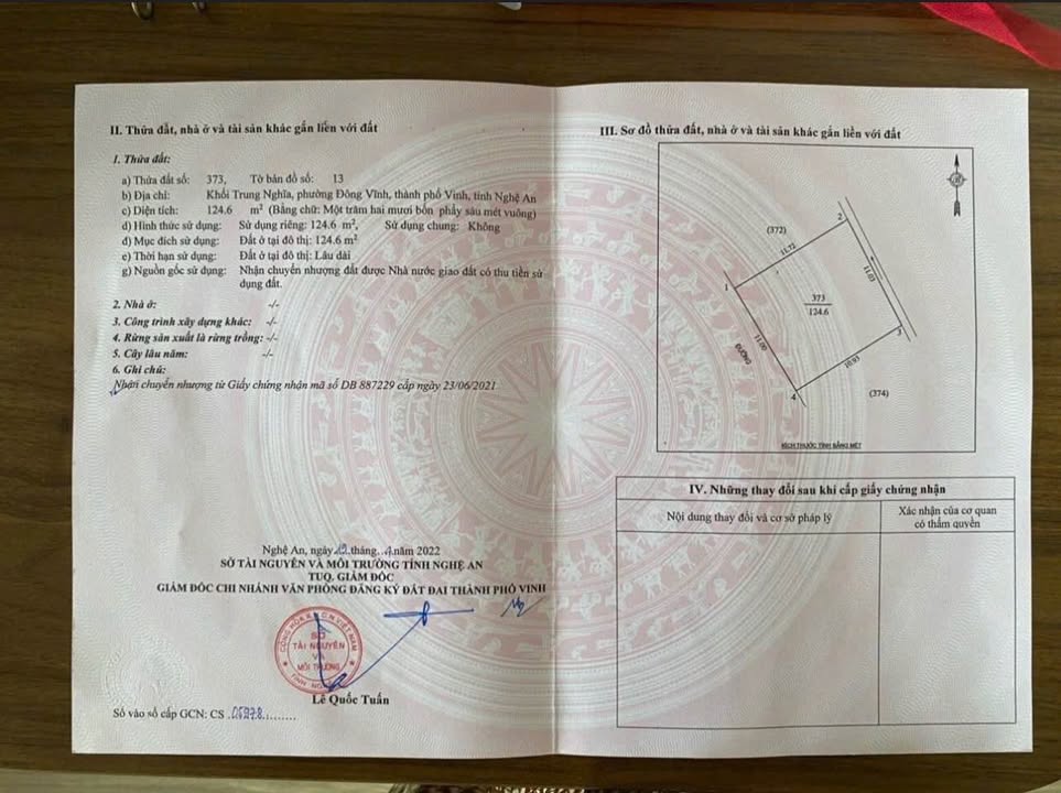 Đất nền Khối Trung Nghĩa, Phường Đông Vĩnh 124.6m² - Mặt tiền 11m, Đường thông ô bàn cờ