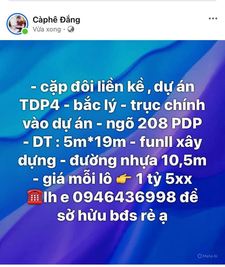 Đất nền liền kề tại Bắc Lý, Đồng Hới, Quảng Bình 95m² - Đường nhựa 10,5m, Sổ đỏ chính chủ!
