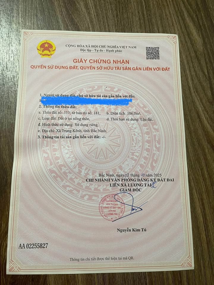 Đất nền Lương Tài Bắc Ninh 100m² giá 1 tỷ - Sổ đỏ chính chủ, vị trí đẹp!