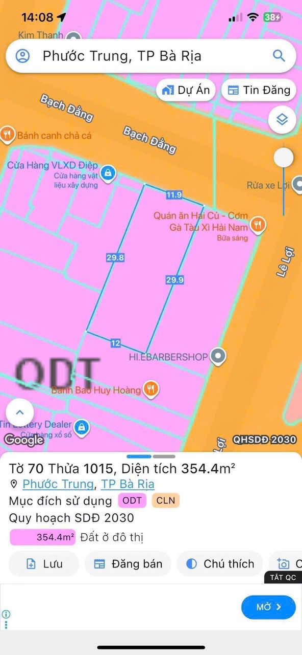 Lô đất biệt thự mặt tiền kinh doanh đường Bạch Đằng Bà Rịa 355m² chỉ 20 tỷ - Đầu tư sinh lời ngay!