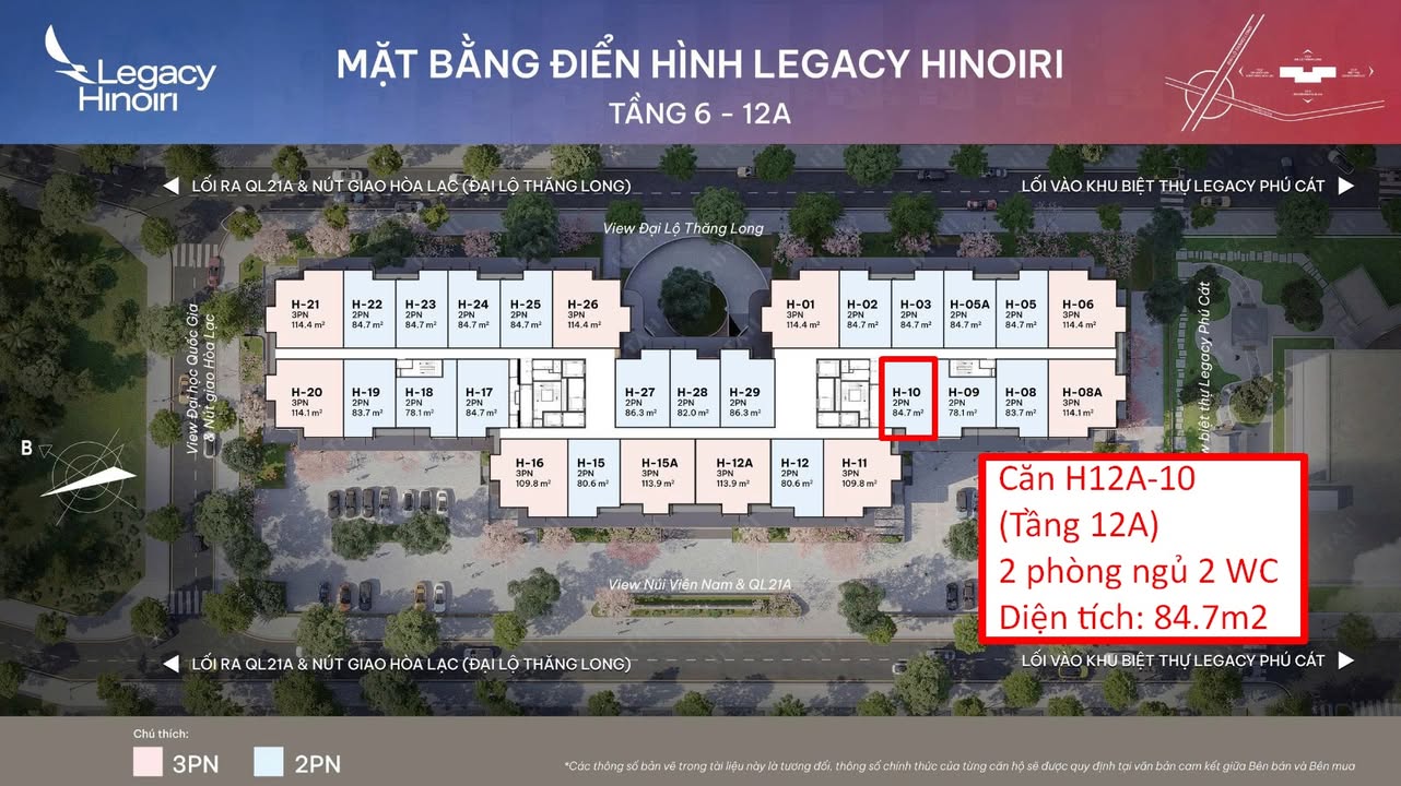 Căn hộ 2 PN Legacy Hinoiri Hòa Lạc 84.7m² giá 5 tỷ - Đầu tư sinh lời hấp dẫn!