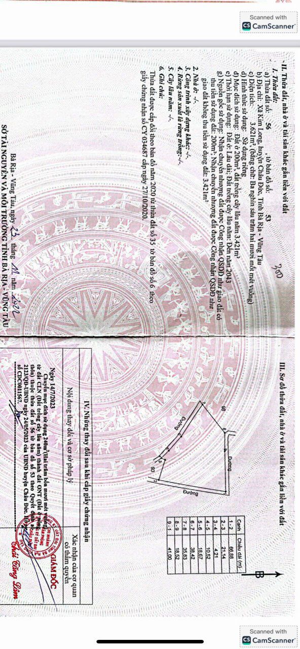 Đất thổ cư 200m² xã Kim Long 3600m² giá 7 tỷ - Lưng tựa núi, 3 mặt tiền đường!