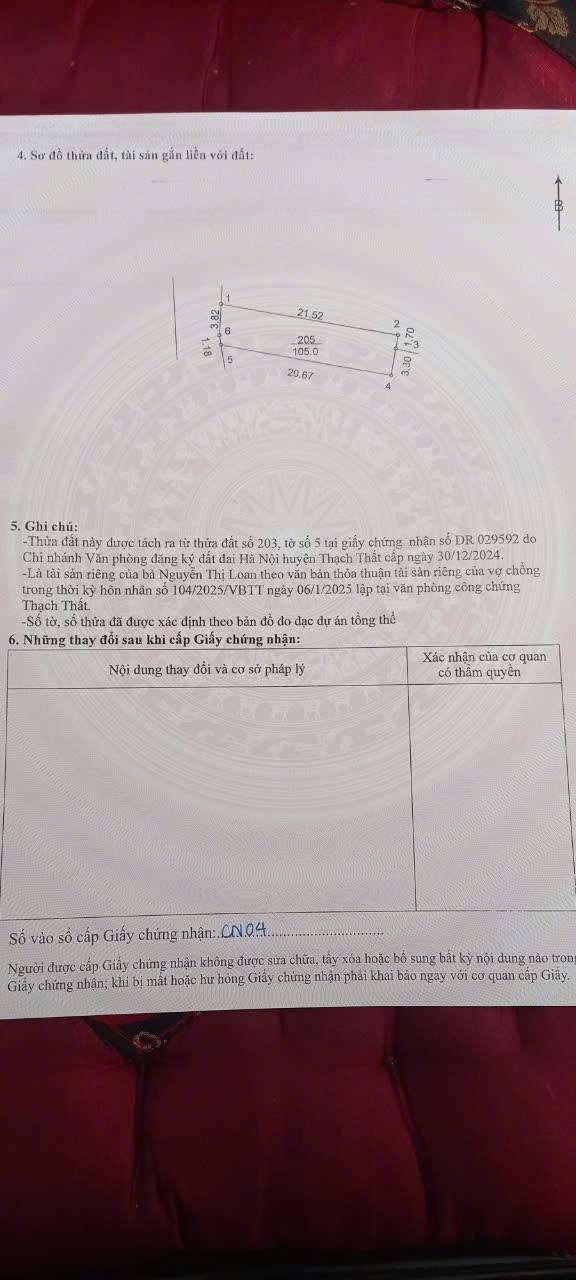 Bán đất thổ cư Thôn 1 Hạ Bằng, Thạch Thất 105m² - Đầu tư sinh lời tuyệt vời!