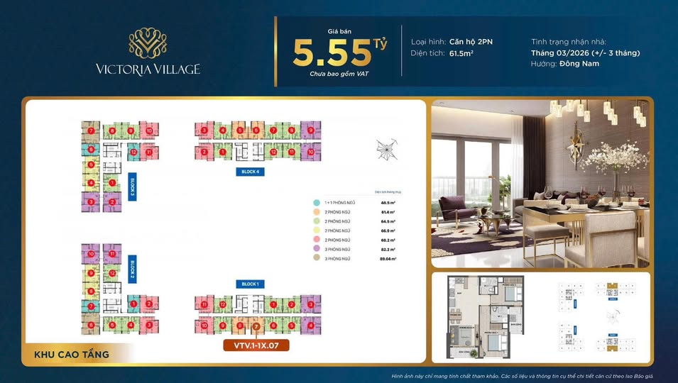 Căn hộ Victoria Village 61.5m² giá 5.55 tỷ - Đầu tư sinh lời ngay hôm nay!