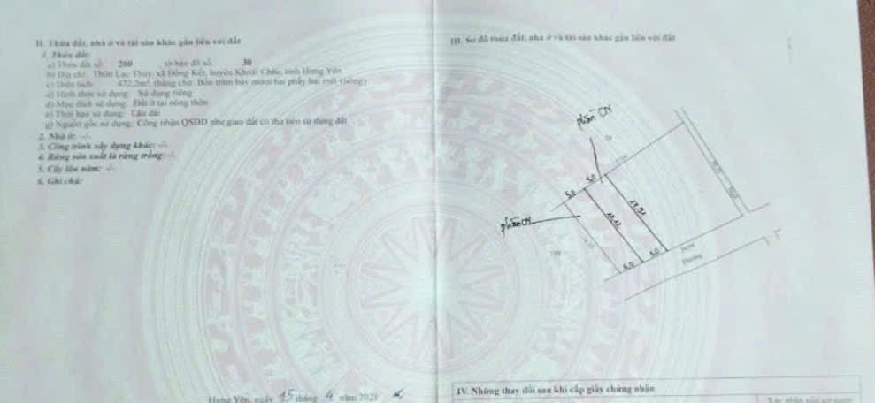 Lô đất thổ cư 110m² tại Lạc Thủy, Khoái Châu - Giá tốt đầu tư!