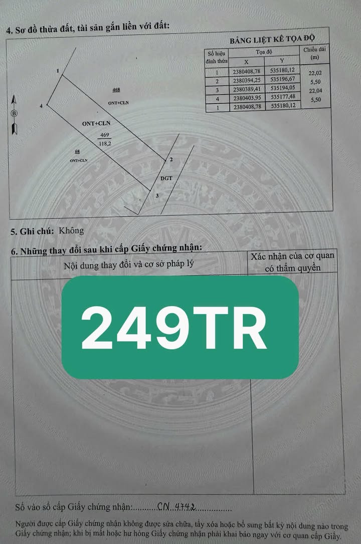 Đất nền Thanh Ba 1221m² giá chỉ 249 triệu - Cơ hội đầu tư tuyệt vời!