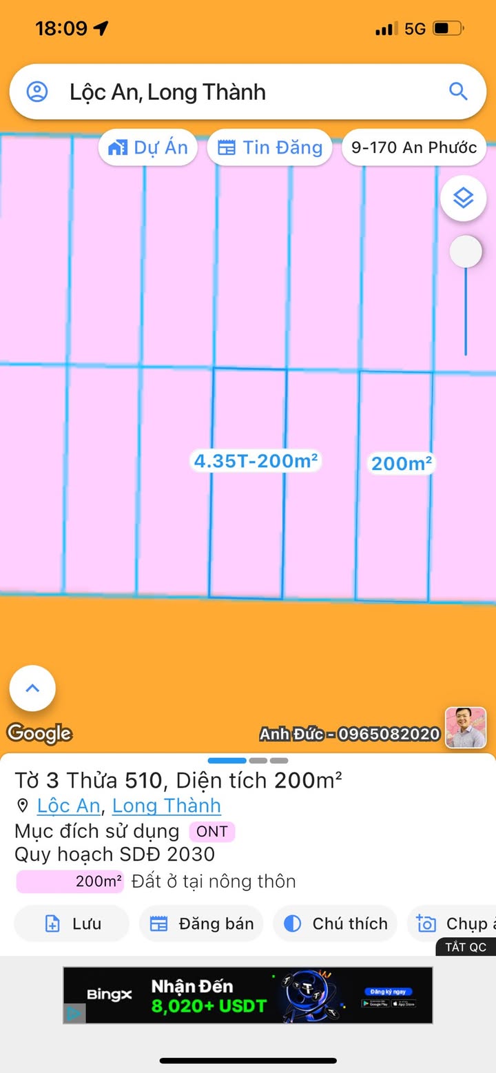 Đất thổ cư Lộc An Long Thành 200m² giá 4.35 tỷ - Cửa ngõ sân bay thuận lợi!