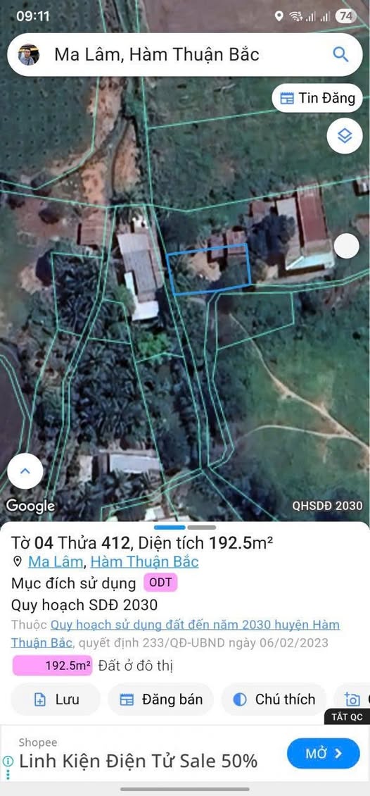 Đất thổ cư Ma Lâm 200m² giá 280 triệu - Cơ hội đầu tư tuyệt vời!