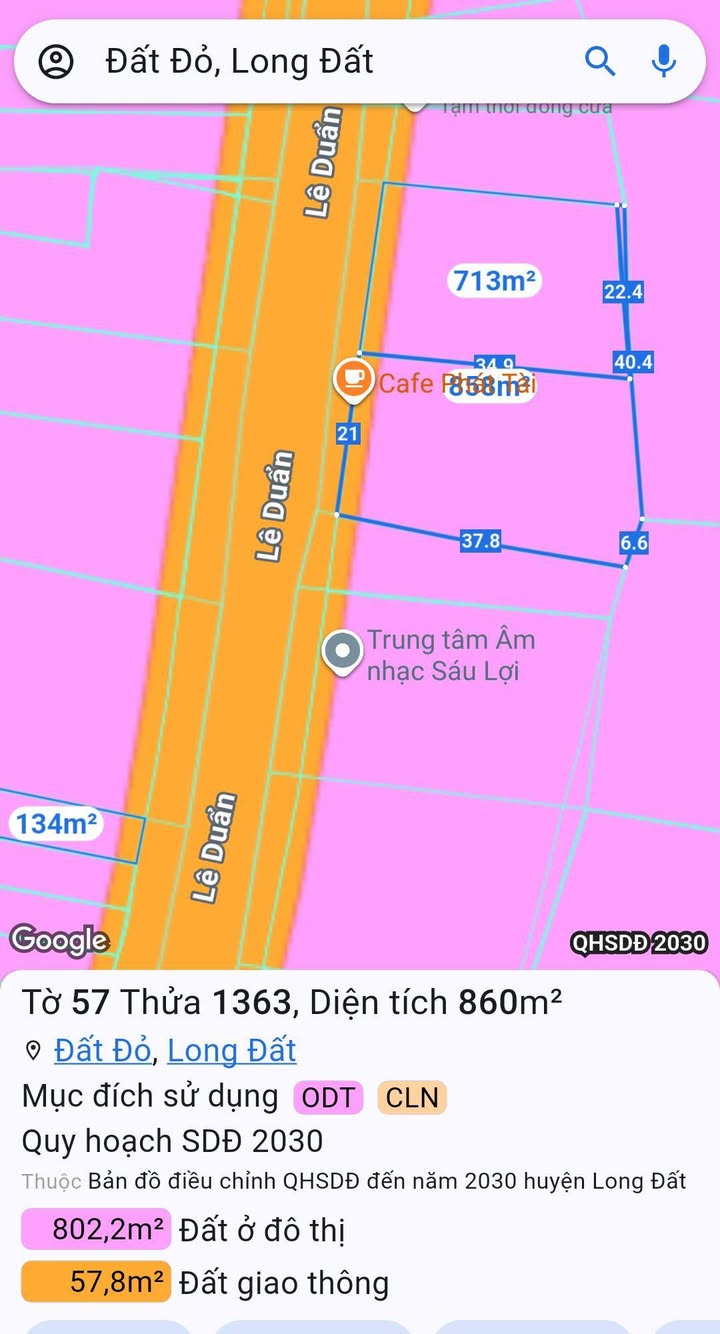 Đất nền mặt tiền Lê Duẩn, Đất Đỏ, 860m² chỉ 7.55 tỷ - Cơ hội đầu tư lý tưởng!