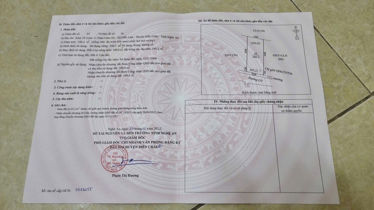 Đất nền Hùng Châu, Diễn Châu 300m² giá 1.1 tỷ - Đường bê tông thông thoáng