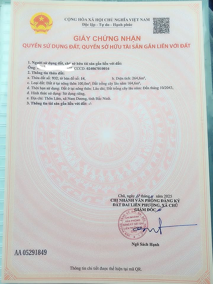 Đất thổ cư 264,6m² tại Nam Dương, Lục Ngạn - Giá chỉ 400 triệu!