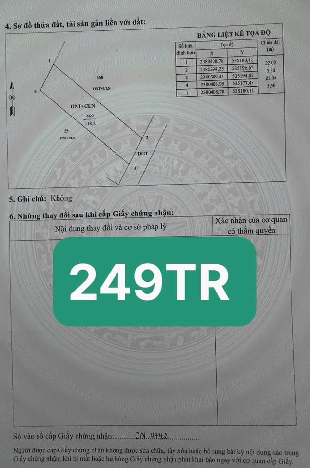 Đất nền xã Thanh Ba, Phú Thọ 1210m² chỉ 249 triệu - Cơ hội đầu tư hấp dẫn!