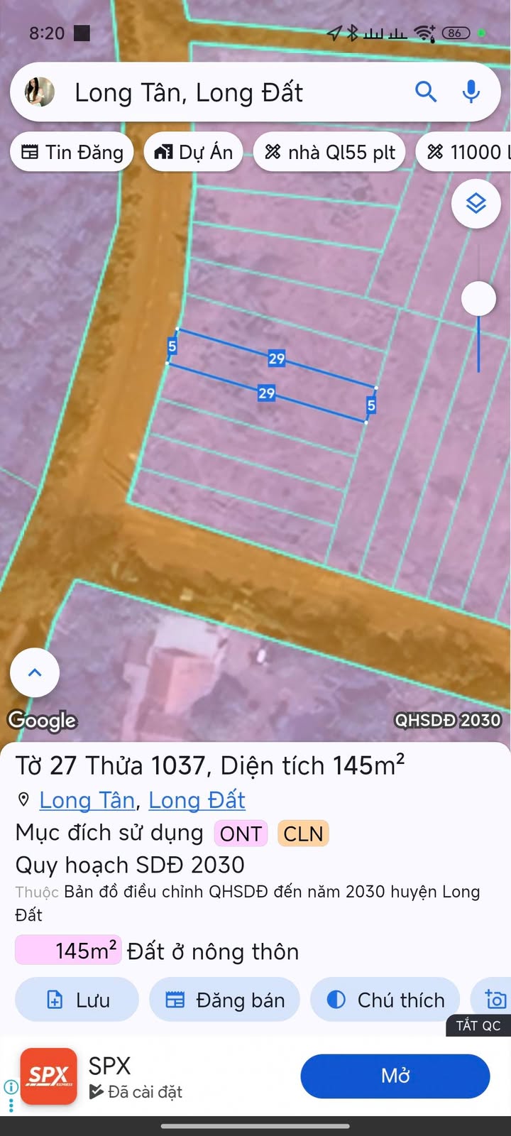 Đất mặt tiền Long Tân, Đất Đỏ 145m² giá 950 triệu - Cơ hội đầu tư hấp dẫn!