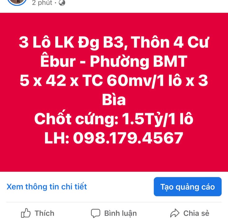 Đất nền thổ cư Cư Êbur, 210m² giá 1.5 tỷ - Đầu tư sinh lời ngay!