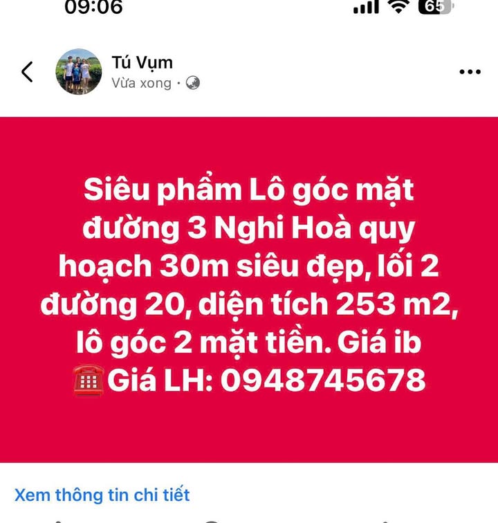 Đất nền Nghi Hoa 253m² giá thỏa thuận - Lô góc 2 mặt tiền đẹp mắt!