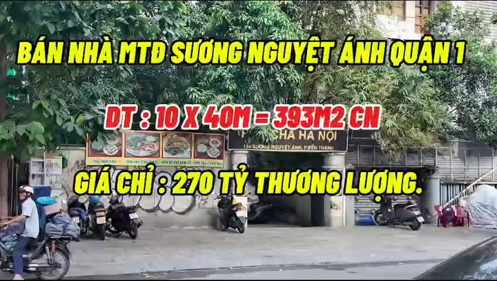 Bán nhà mặt tiền Sương Nguyệt Ánh, Quận 1, 393m² giá 270 tỷ - Cơ hội vàng cho nhà đầu tư!