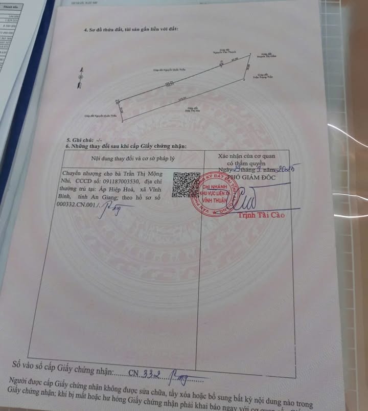 Đất ruộng lúa 4.5 công tại Vĩnh Bình, Vĩnh Thuận giá 438.75 triệu - Sổ hồng chính chủ