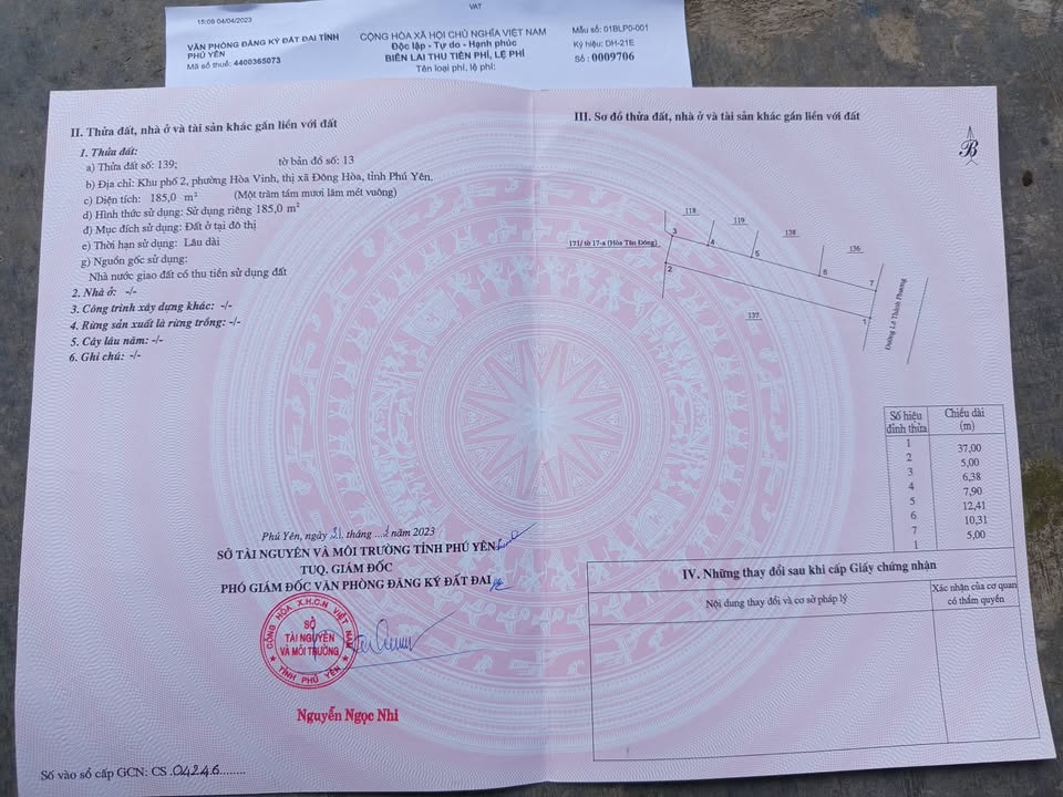 Đất nền đường Lê Thành Phương, Đông Hòa, 185m² - Giá chỉ 1.1 tỷ, vị trí đẹp