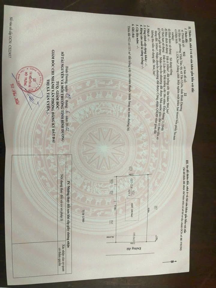 Đất nền mặt tiền đường Vĩnh Tân 25, Tân Uyên 1124m² giá 6.66 tỷ - Đầu tư sinh lời ngay!