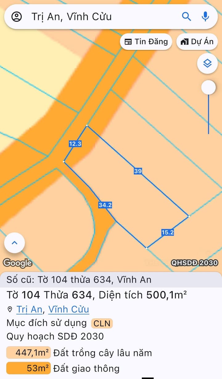 Đất 2 mặt tiền ấp Vĩnh An 6, xã Trị An 479.7m² giá 1.39 tỷ - Cơ hội đầu tư tốt!