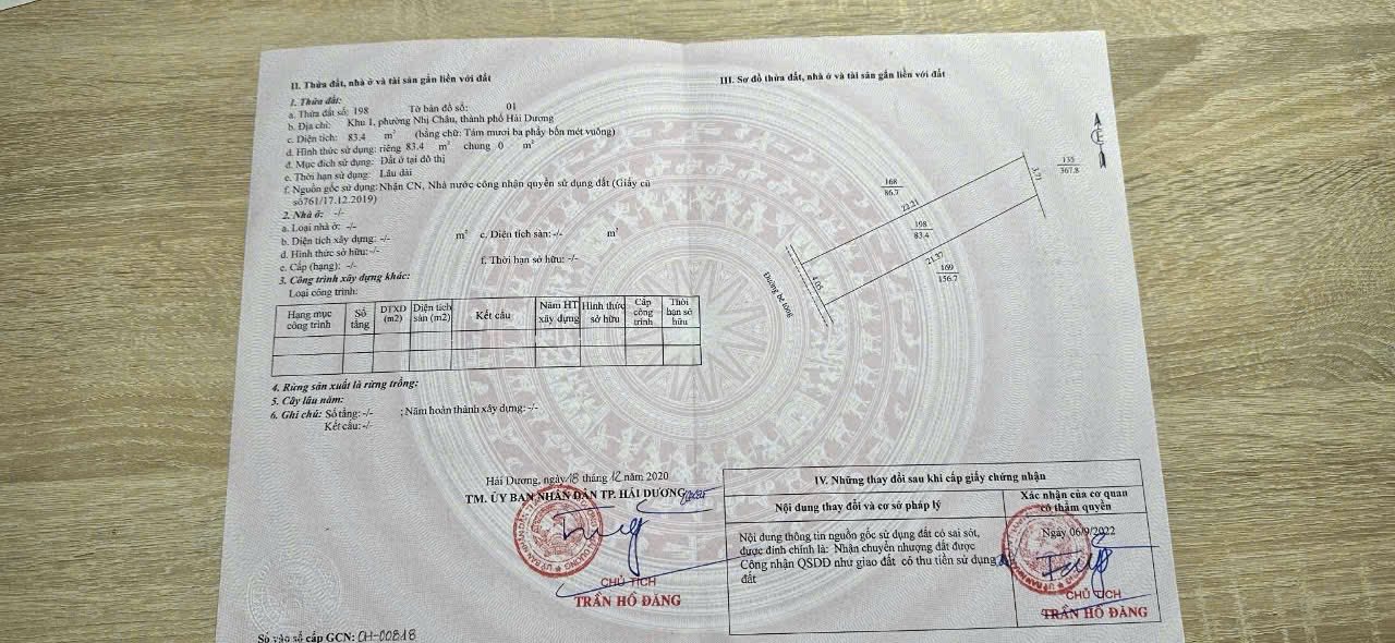 Đất thổ cư Nhị Châu Hải Dương 83.4m² giá 1.9 tỷ - Sổ đỏ chính chủ, an sinh tốt!