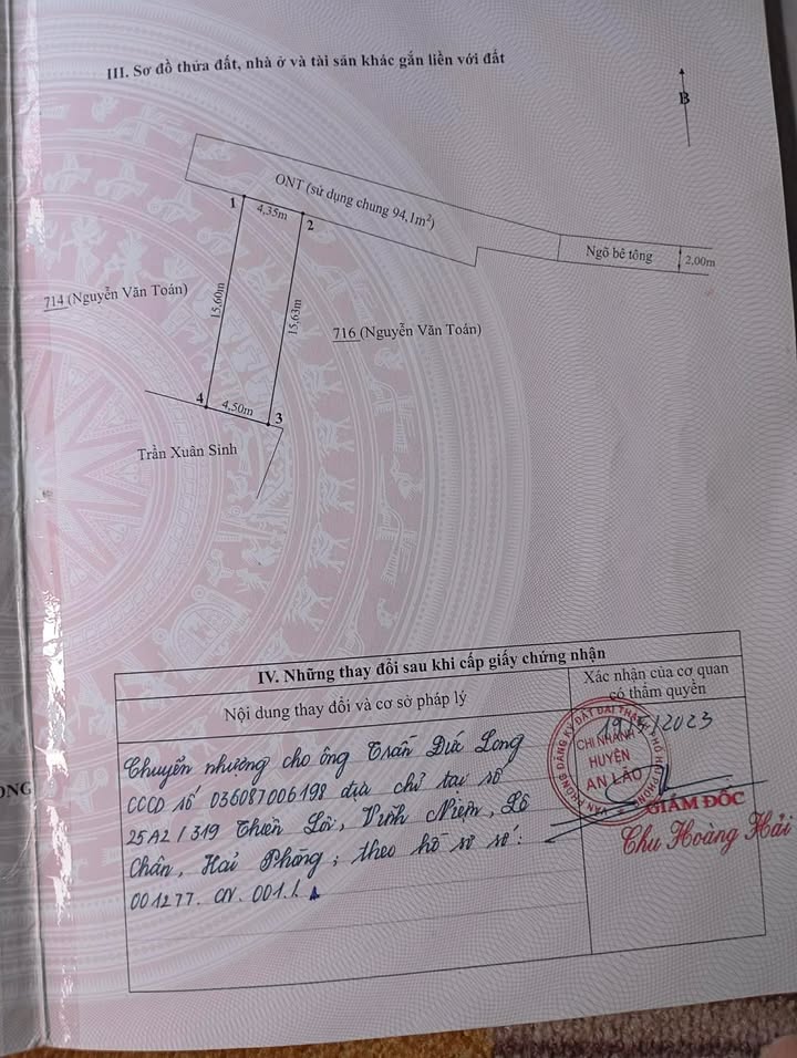 Đất nền Bát Trang, An Lão 68m² giá chỉ 700 triệu - Cơ hội đầu tư tuyệt vời!