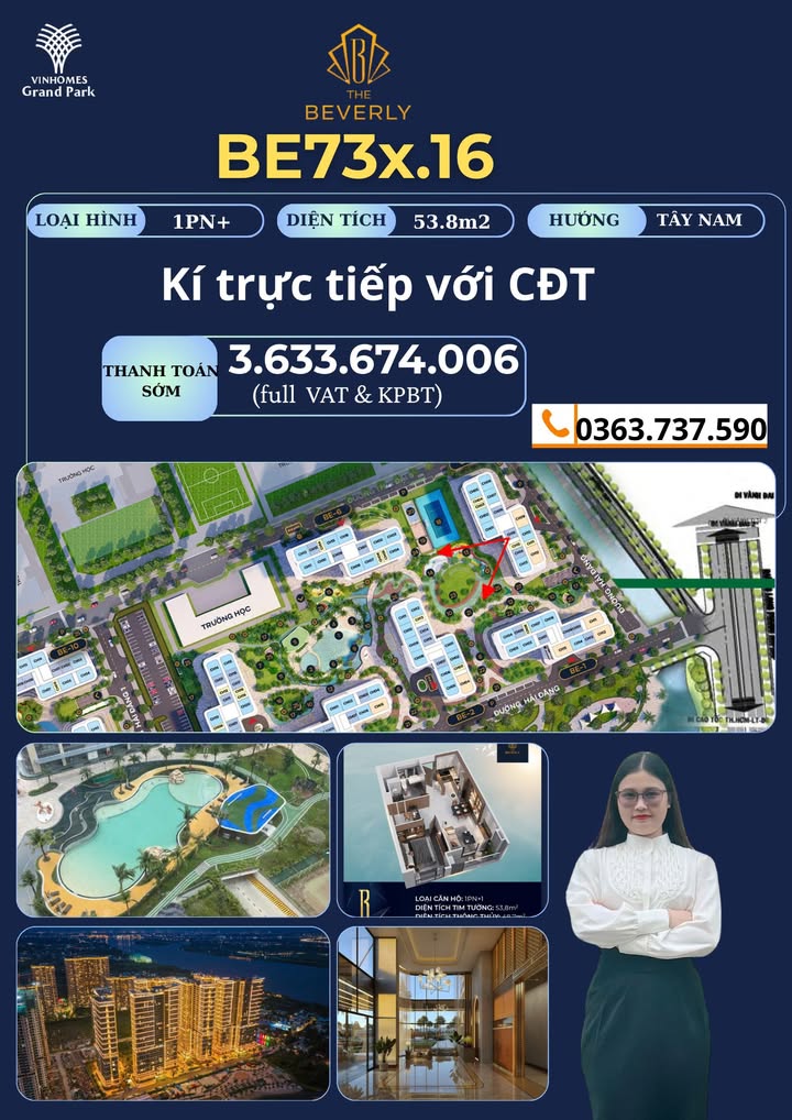 Căn hộ The Beverly Thủ Đức 53,8m² giá 3,63 tỷ - Sẵn sàng nhận nhà tháng 5/2026!