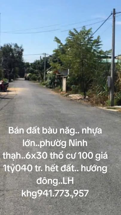 Đất nền Bàu Năng Dương Minh Châu 180m² giá 1.4 tỷ - Hướng Đông, mặt tiền nhựa