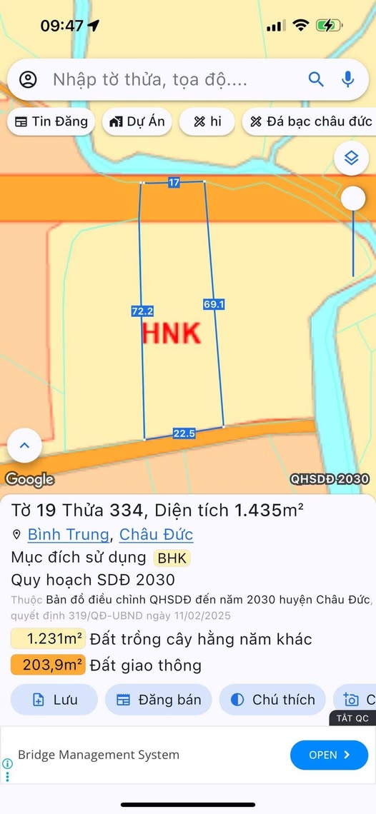 Đất nền Bình Trung Châu Đức 1.835m² giá 1.1 tỷ - Cơ hội đầu tư hấp dẫn!