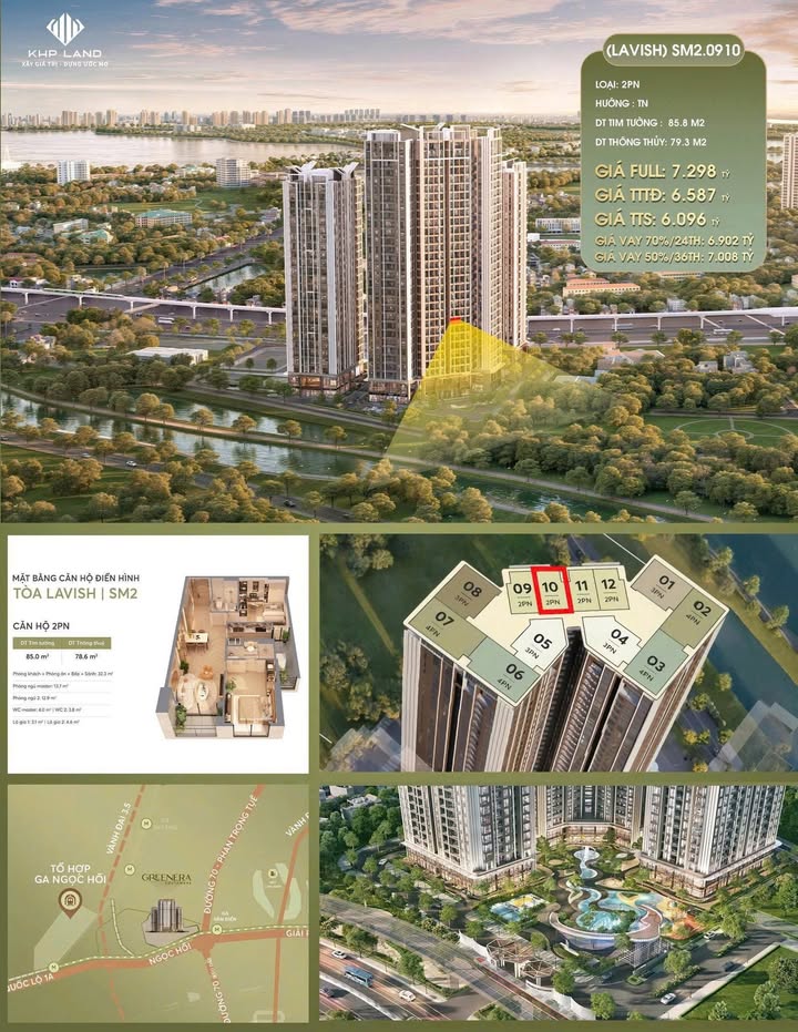 Căn hộ Tòa Lavish - Ngọc Hồi, Thanh Trì 79m² giá 6.58 tỷ - Thiết kế thông minh, chiết khấu 3%!