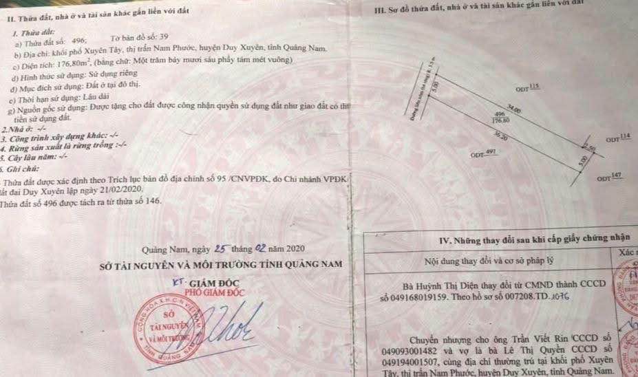 Đất nền Nam Phước 176m² giá 735 triệu - Sổ hồng chính chủ, gần chợ Đình!