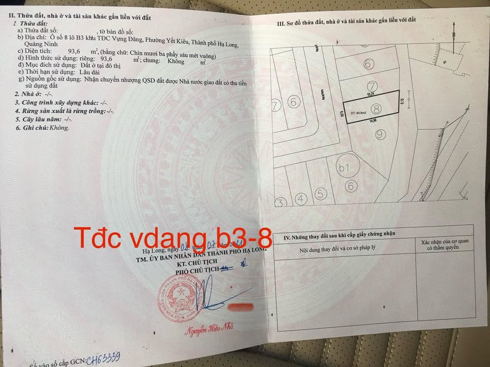 Đất nền TĐC Yết Kiêu Cienco5 Hạ Long 93.6m² giá 5.622 tỷ - Đất đẹp không ngập lụt!