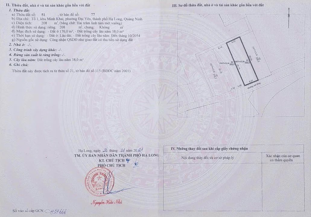 Đất nền Đại Yên Hạ Long 208m² - Đường rộng 7m, giá thỏa thuận!