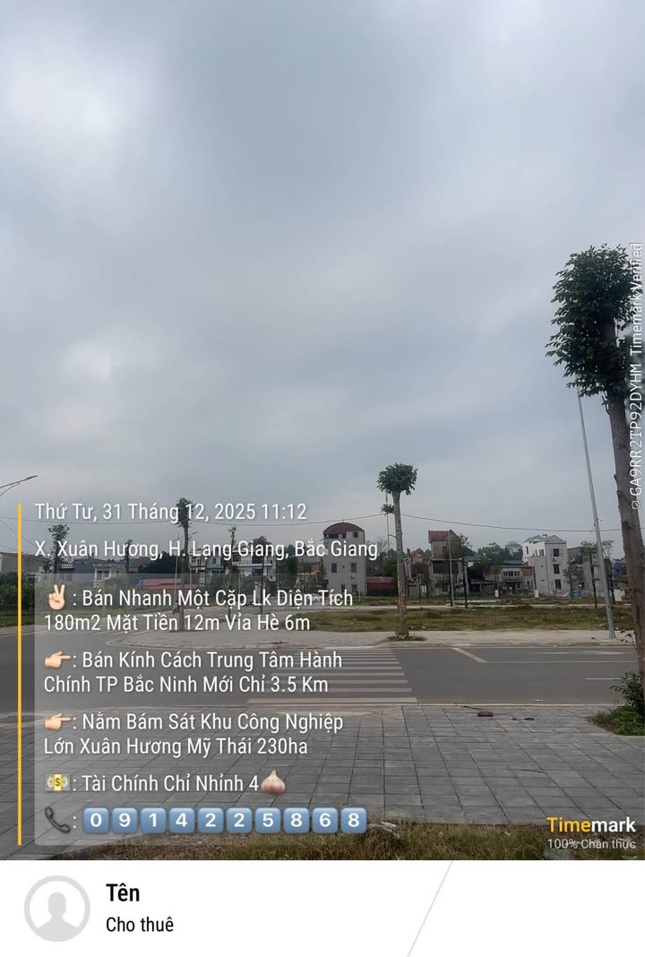 Đất nền Xuân Hương Bắc Giang 180m² giá 4 tỷ - Đầu tư sinh lời ngay!